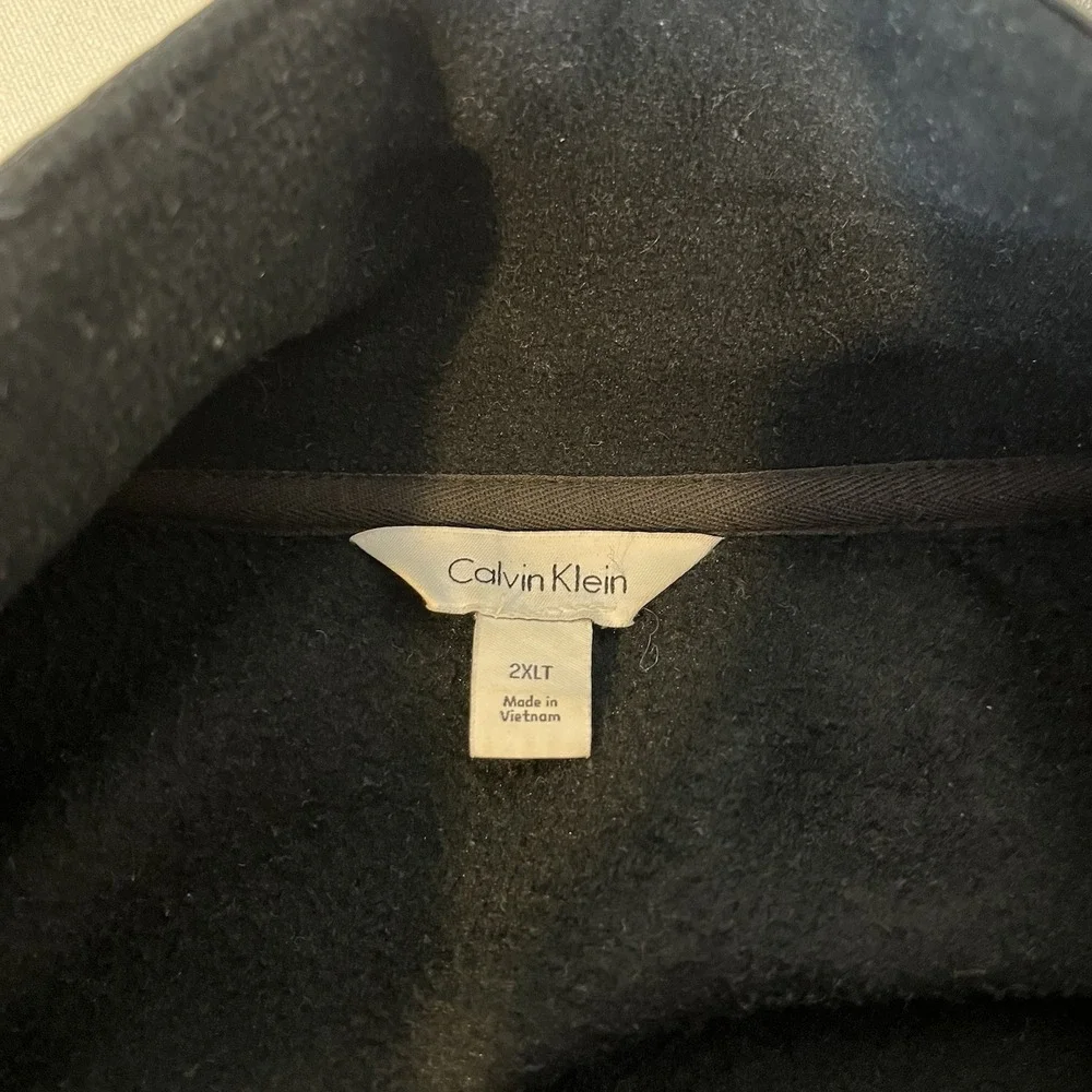 Calvin Klein Fleece Jacket Mens Size 2X Black Dark Brown Full Zip Long Sleeves